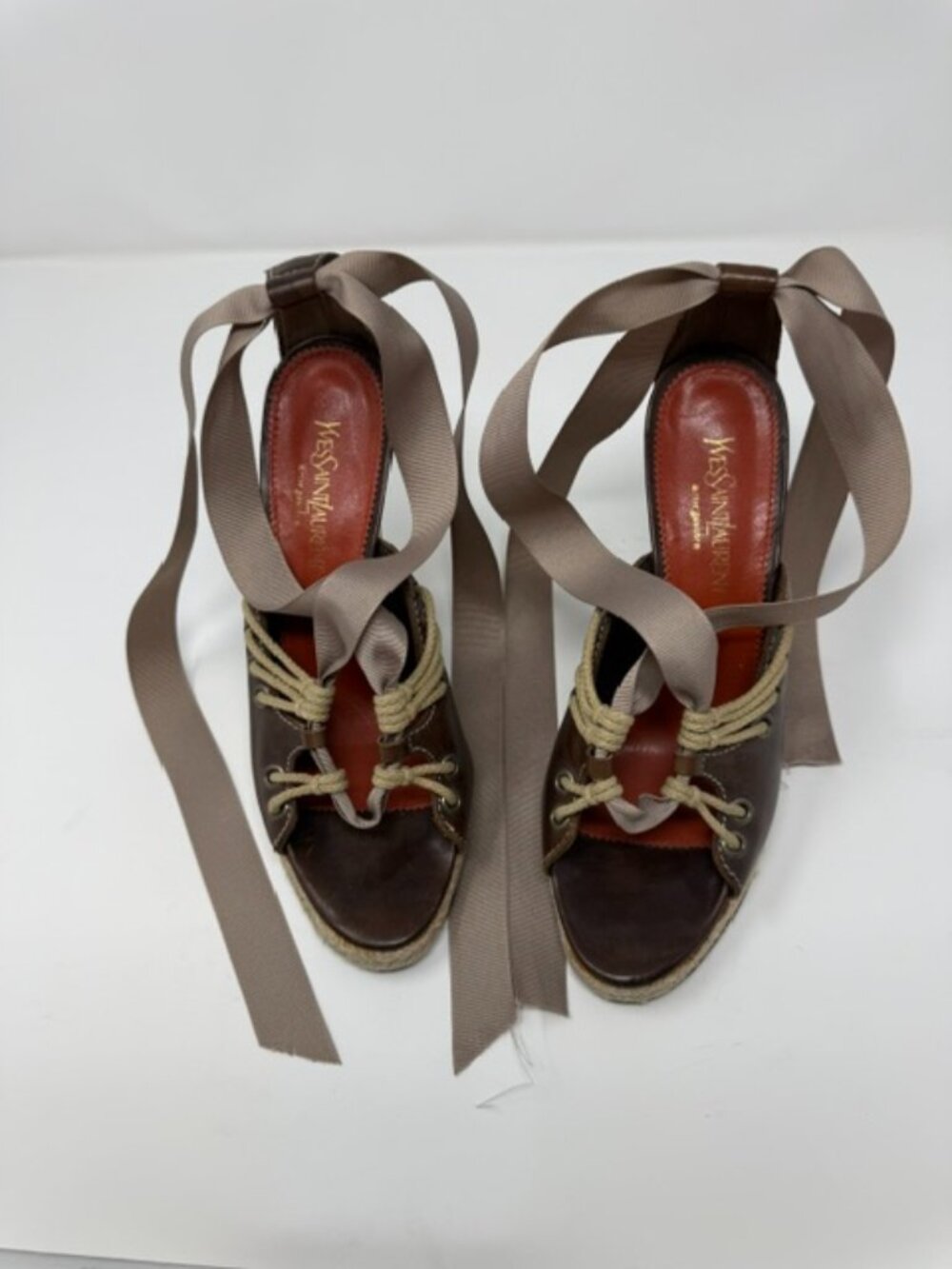 Yves Saint Laurent Rive Gauche Espadrille Heels, Size 39